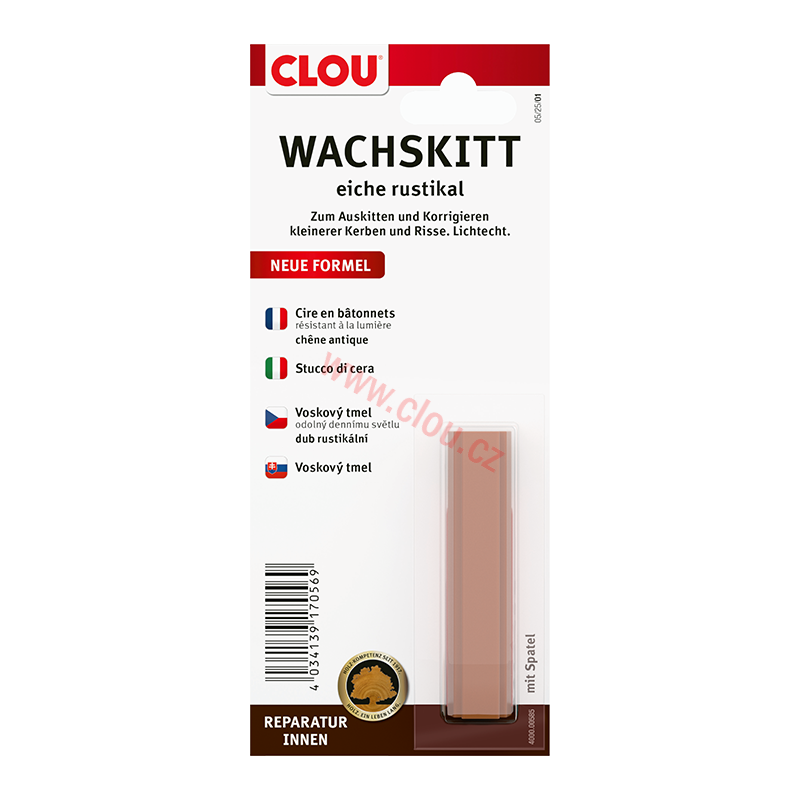 Voskový tmel CLOU Wachskitt, blistr, 585 Rustikální dub