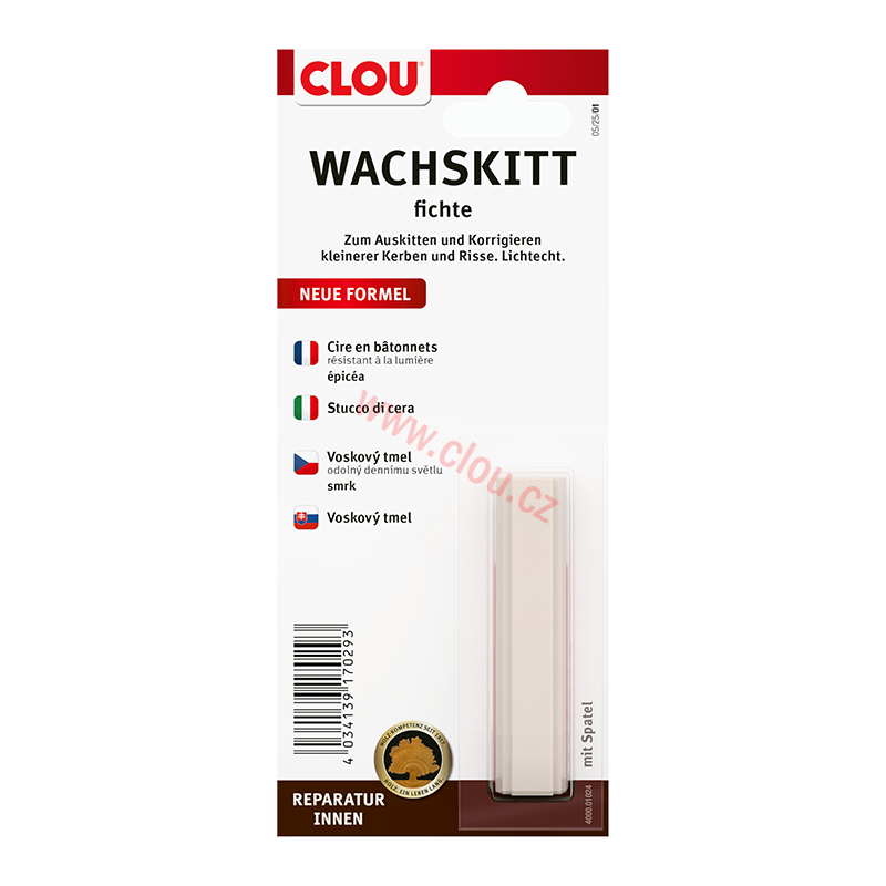 Voskový tmel CLOU Wachskitt, blistr, 1024 Smrk