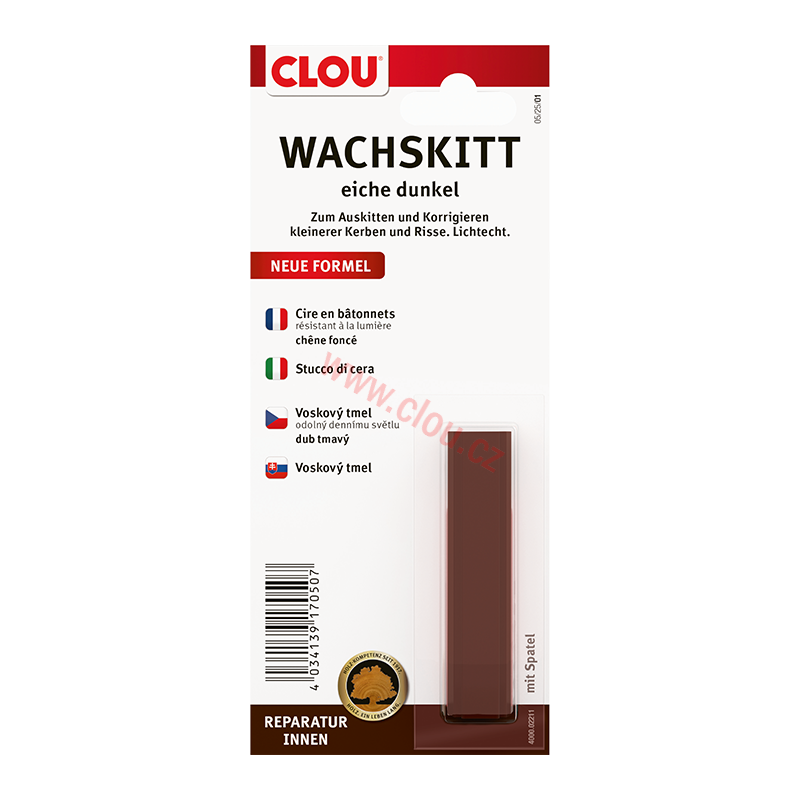 Voskový tmel CLOU Wachskitt, blistr, 2211 Dub tmavý