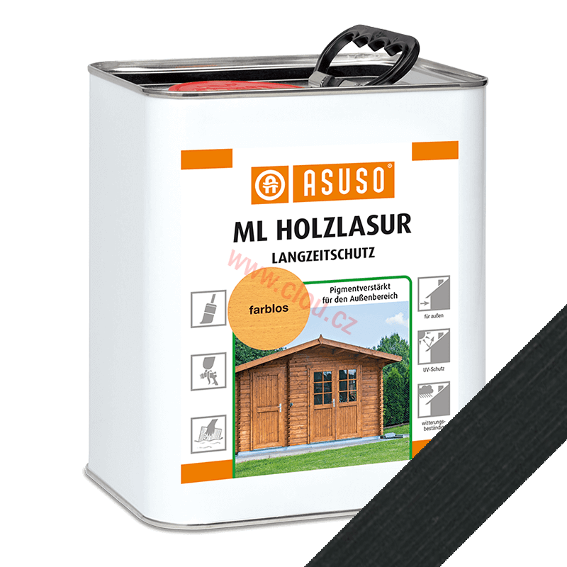 Olejová lazura na dřevo ASUSO ML Holzlasur 3 l, Černá, Eben