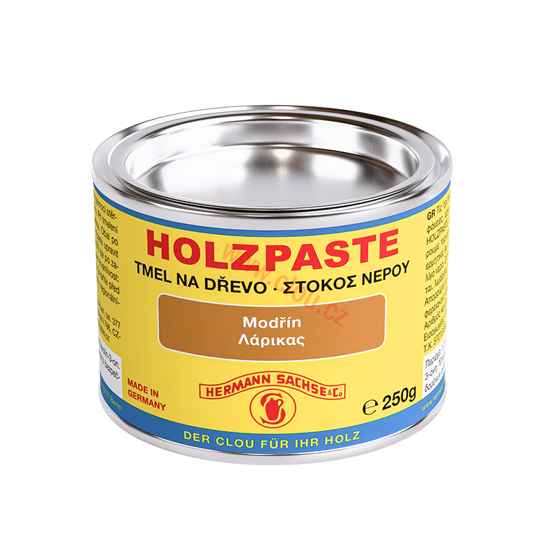NOVÝ OBAL - PŮVODNÍ CLOU RECEPTURA Tmel na dřevo Holzpaste vodou ředitelný 250g, Modřín