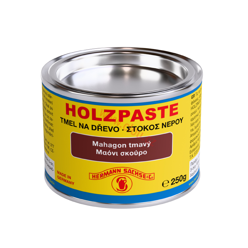 NOVÝ OBAL - PŮVODNÍ RECEPTURA Tmel na dřevo Holzpaste vodou ředitelný 250g, Mahagon tmavý