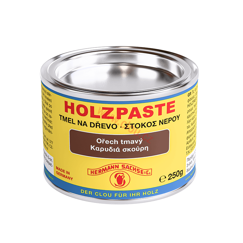 NOVÝ OBAL - PŮVODNÍ CLOU RECEPTURA Tmel na dřevo Holzpaste vodou ředitelný 250g, Ořech tmavý