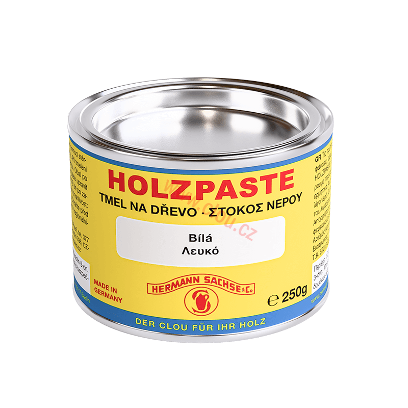 NOVÝ OBAL - PŮVODNÍ CLOU RECEPTURA Tmel na dřevo Holzpaste vodou ředitelný 250g, Bílá