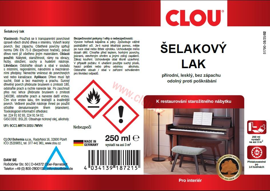 Šelakový lak, přírodní, lesklý, 250 ml 