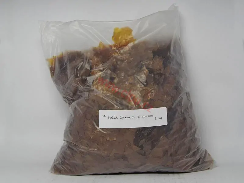 Šelak šupinkový, 1 kg,  indický Pomeranč s voskem