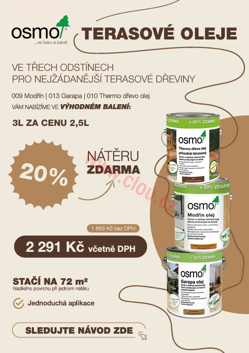 OSMO 009 Terasový olej, 3 l (za cenu 2,5 l balení), modřín
