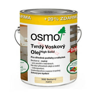 OSMO Tvrdý voskový olej Original 3062 Bezbarvý matný 3l (za cenu 2,5l balení)